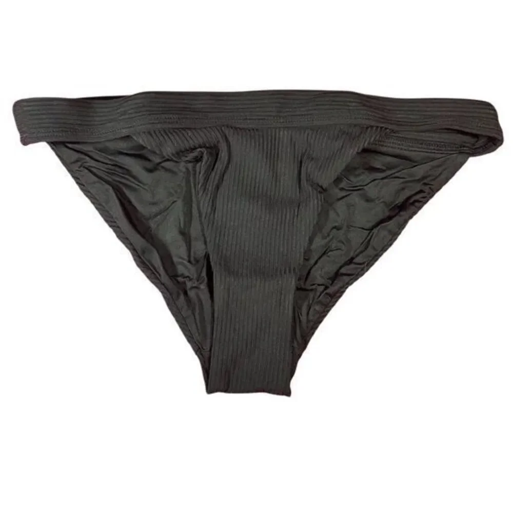 NWT Andie Women's Banded Cheeky Rib Bikini Bottom Swim Black Size M Beach Summer